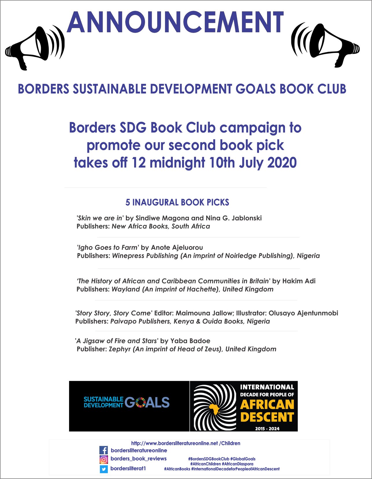 Borders SDG Book Club 5 Inaugural Book Picks July